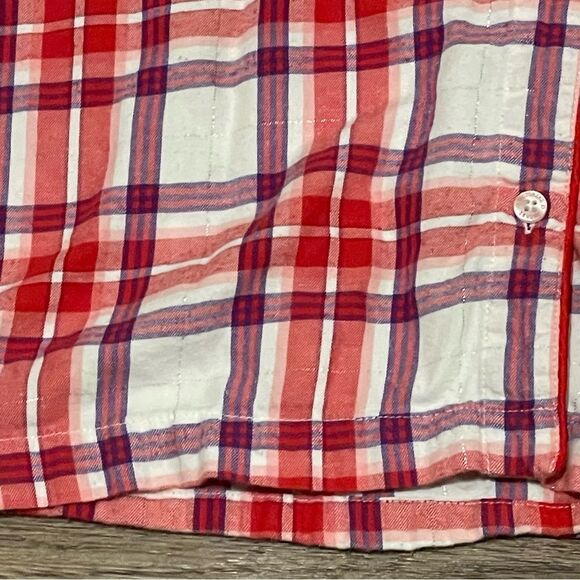 Victoria’s Secret Plaid Button Down Pajama Shirt Red Purple White Size Small - Picture 7 of 14